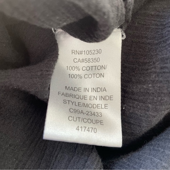 Joie Caviar Black Cotton Peasant 3/4 Sleeve Tassel Neck Ynes Embroidery Blouse S - Picture 6 of 9